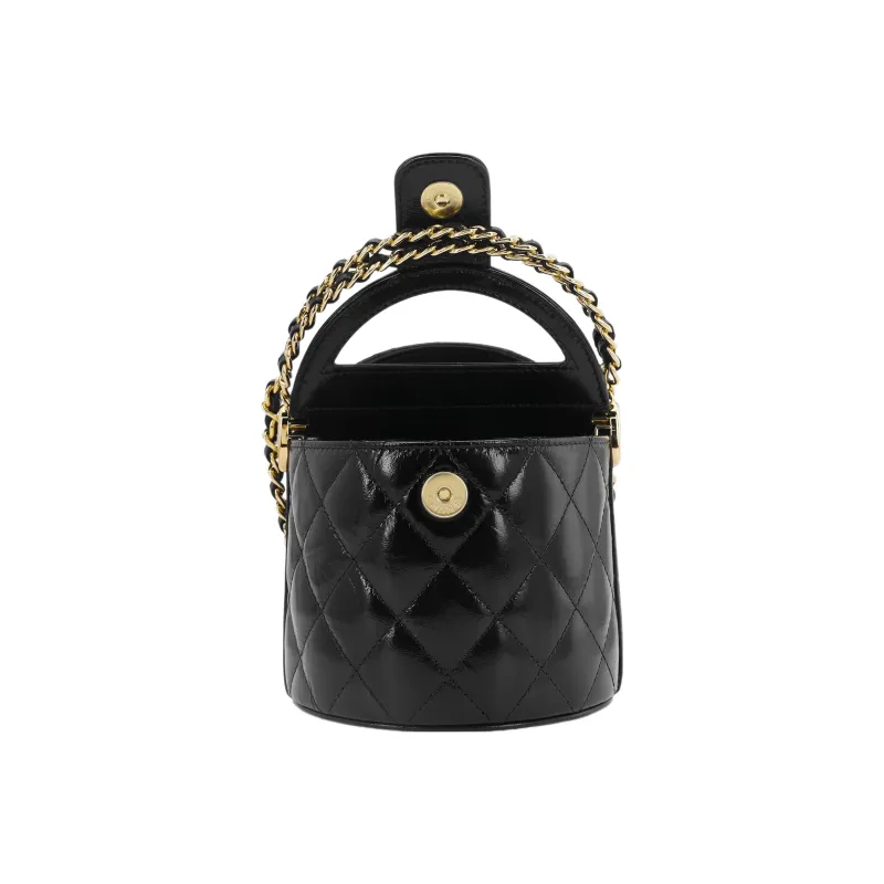 CHANEL 23C Early Spring Lambskin Picnic Bag, Bucket Bag, Shoulder Bag, Crossbody Bag Regular Women's Black-2