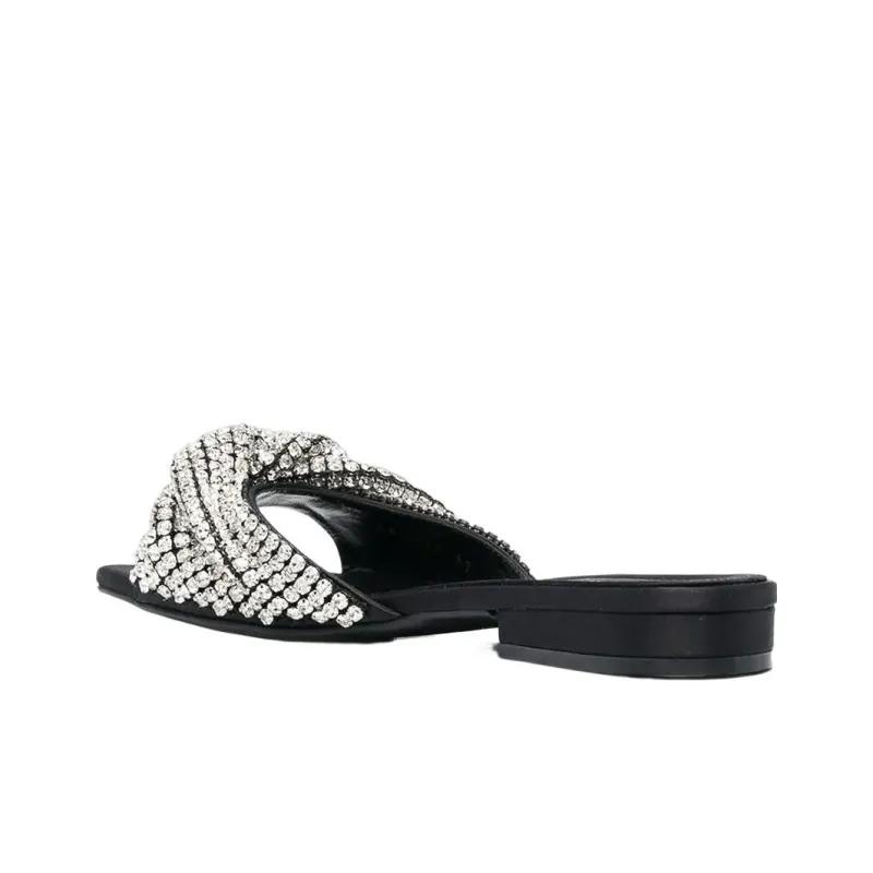 SERGIO ROSSI Crystal-embellished Flat Sandals-3