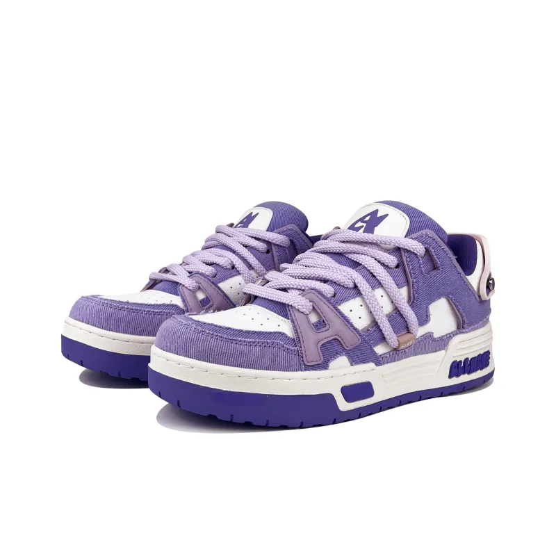 ALLHAVE Anti Slip Wear Resistant Low Top Skateboard Shoes Unisex Purple-2