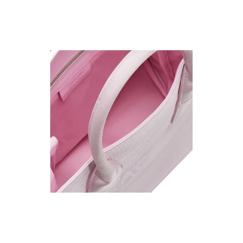 FERRAGAMO Fabric Tote Bag Shopping Bag Handbag Small Size Women's Light Pink Red-4