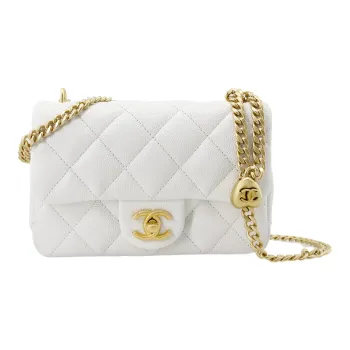 CHANEL Cow Leather Long Flap Bag, Shoulder Bag, Crossbody Bag Trumpets Women's White