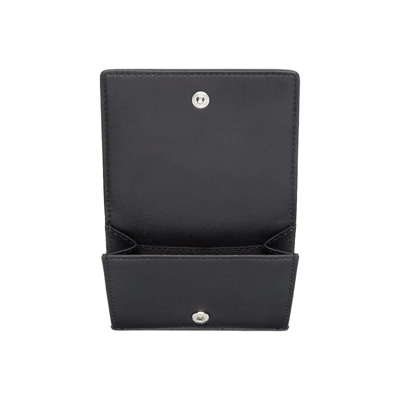 FENDI Calfskin Card Holder, Wallet Regular Men's Black Gray-2
