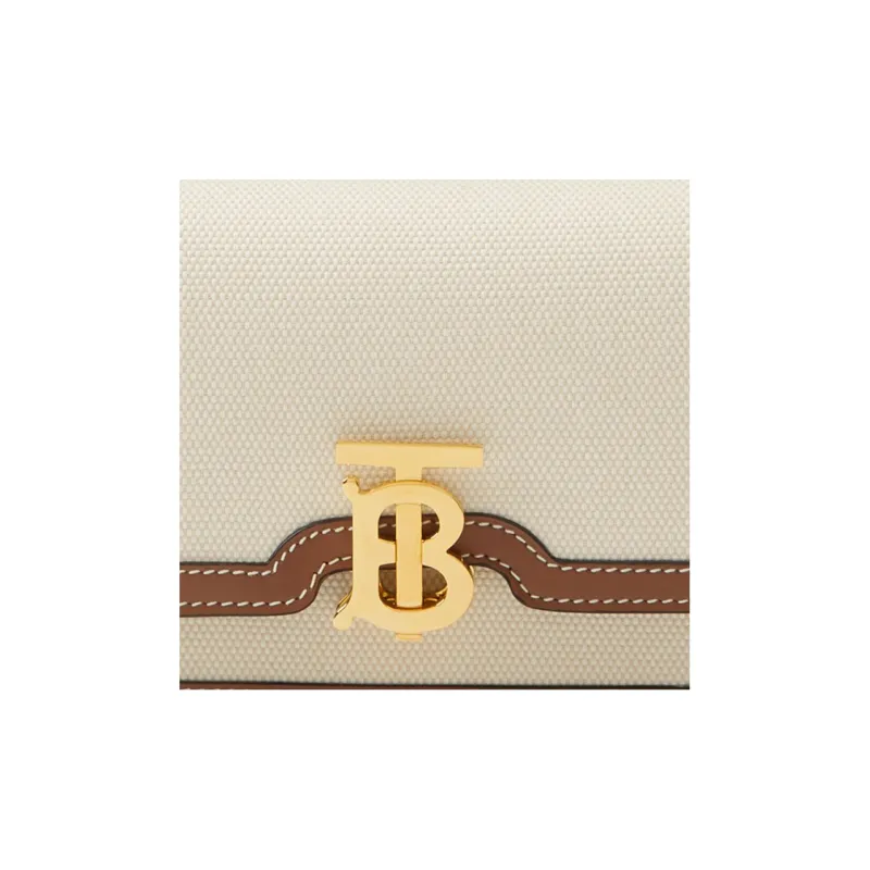 Burberry Canvas With Leather One Shoulder Canvas Bag Crossbody Bags Mini Women's Natural/Malt Brown-4