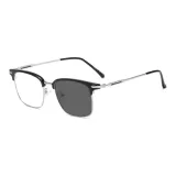 MK372YJ-001 Silver Frame with Bright Black and Transparent Gradient Gray Lens