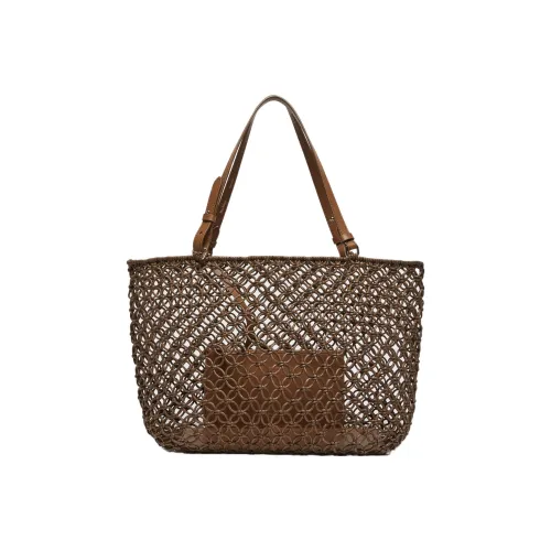 MaxMara Cotton With Leather Tote Bag, Shopping Bag, Shoulder Bag, Handbag Women's Brown