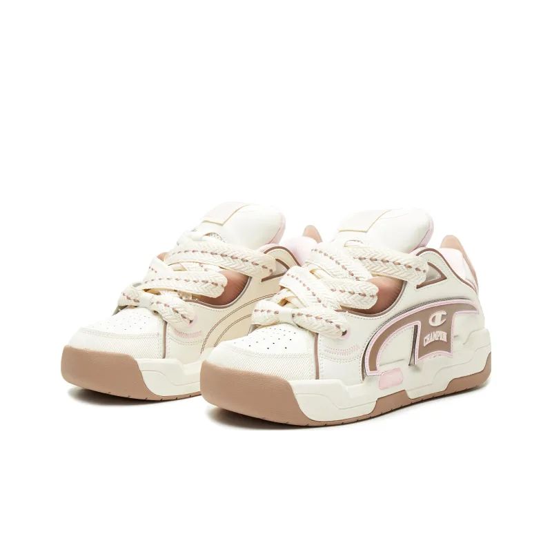 Champion Skateboard Shoes Women's Cream White Velvet Brown-2