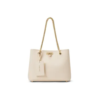 CHARLES&KEITH PU Tote Bag, Shopping Bag, Shoulder Bag Tubas Women's Beige/Beige/Dark Brown/Dark Brown