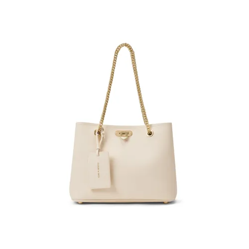 CHARLES&KEITH PU Tote Bag, Shopping Bag, Shoulder Bag Tubas Women's Beige/Beige/Dark Brown/Dark Brown