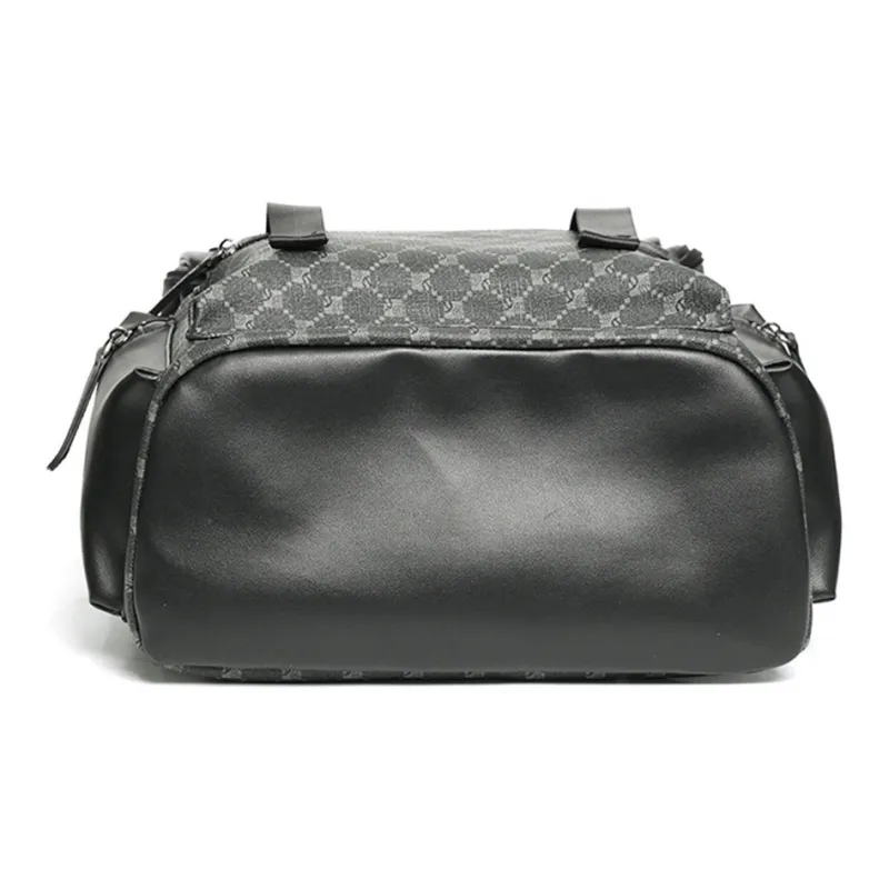 NOMK PU Cortex Laptop Backpack Unisex Black Gray Color-4