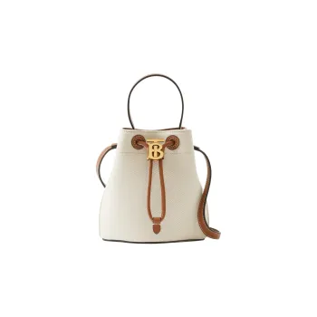 Burberry Leather With Cotton Bucket Bags Shoulder Bag Crossbody Bag Handbag Mini Women's Natural/Malt Brown