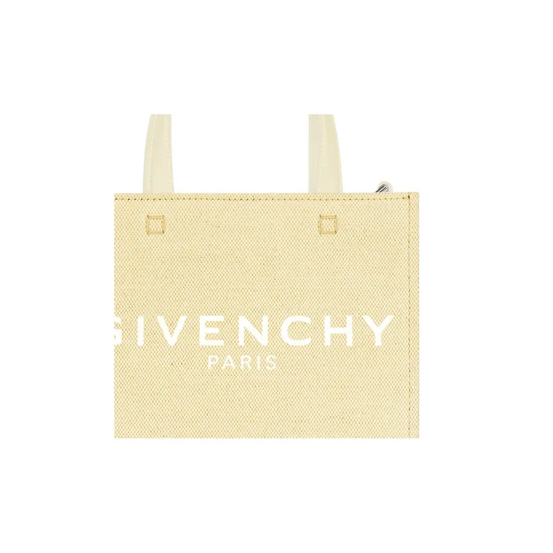 GIVENCHY Washed Cotton Canvas Bag, Tote Bag, Shopping Bag, Handbag Mini Women's Light Yellow-4