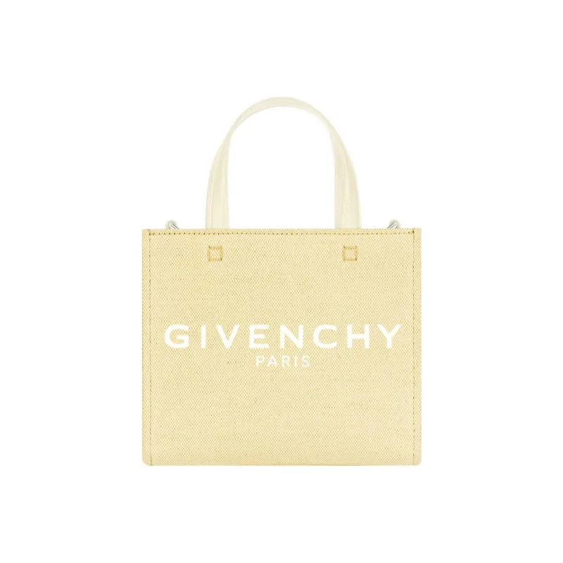 GIVENCHY Washed Cotton Canvas Bag, Tote Bag, Shopping Bag, Handbag Mini Women's Light Yellow-0