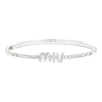 MIU MIU Crystal Necklaces Women's Silver