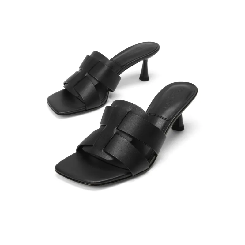 CHARLES&KEITH Composite Sole Slide Slippers Women's Black/Yellow/Dark Brown/Dark Brown-2