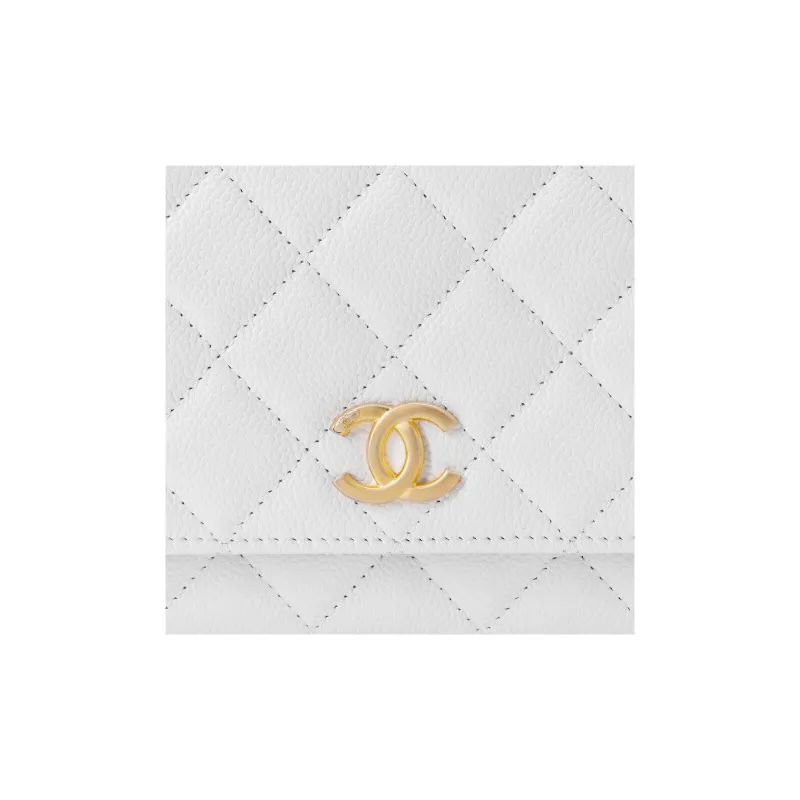 CHANEL 22SS Spring And Summer WOC Grain Embossed Calfskin Coin Purse Women's White-3