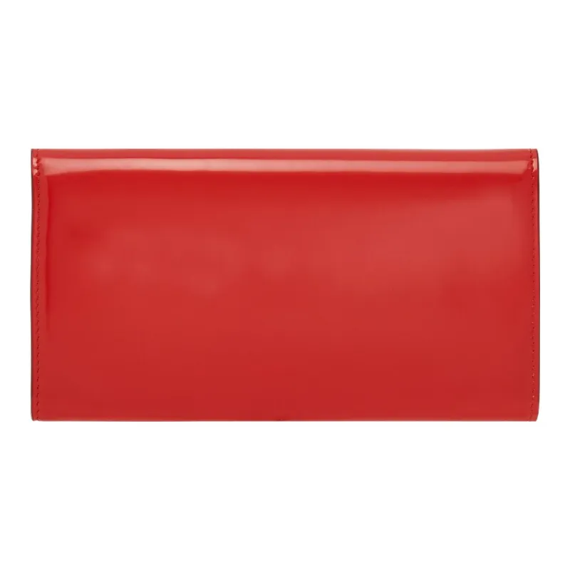 FERRAGAMO GANCINI Shiny Cow Leather Wallet Women's Red-2