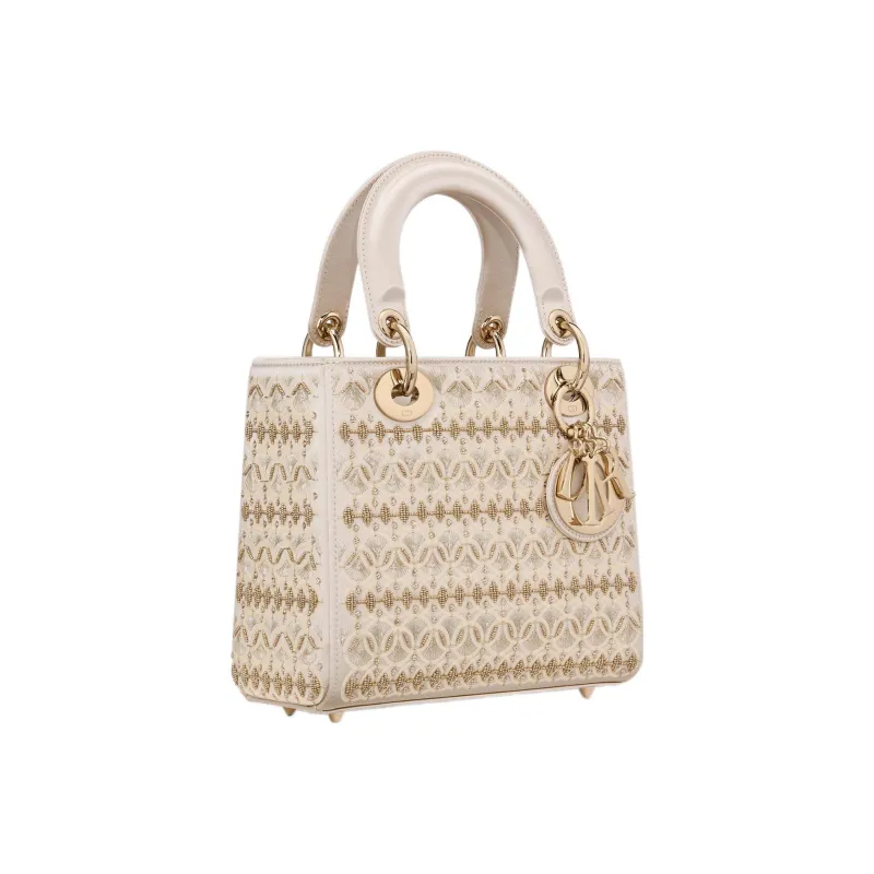 DIOR Lady Dior Cow Leather Daisie Bag Portable Crossbody Bag Shoulder Bag Small Size Women's Gold-1