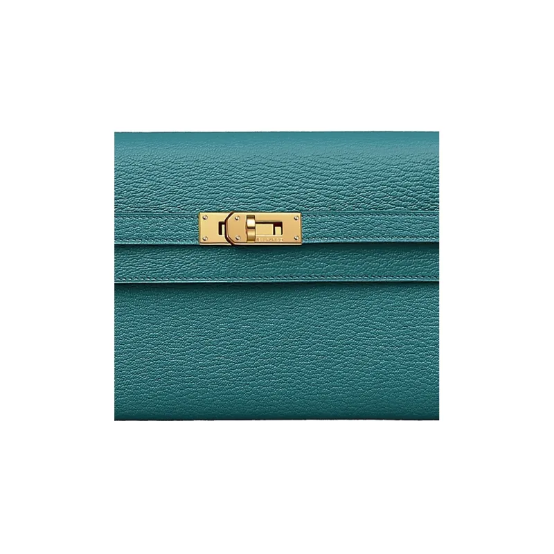 HERMES Kelly To Go Mysore Goat Skin Wallets Handheld Shoulder Bag Crossbody Bag Women's W0 Vert Bosphore Green-3