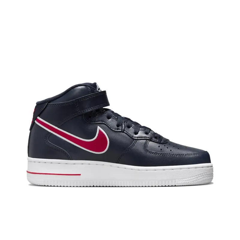 Nike Air Force 1 '07 Mid Obsidian University Red White Wolf Grey Women's-1
