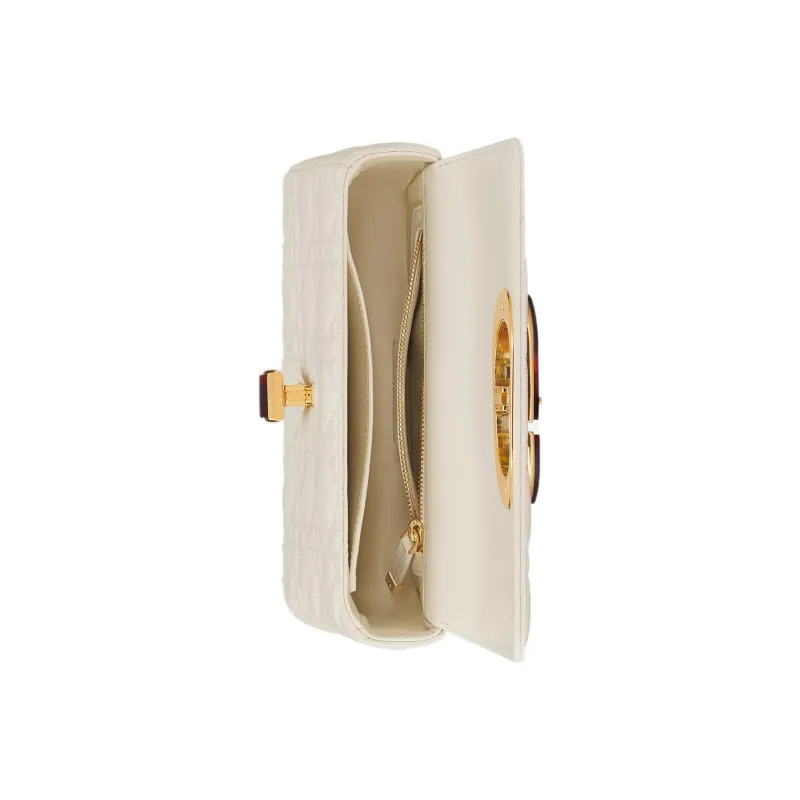 DIOR Caro Calfskin Crossbody Bag Shoulder Bag Women's White-3