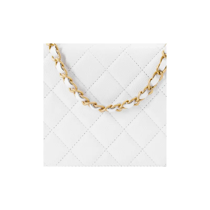 CHANEL 22SS Spring And Summer WOC Grain Embossed Calfskin Coin Purse Women's White-4