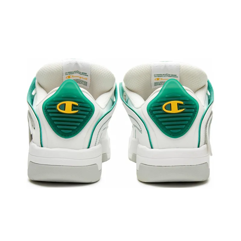 Champion Anti Slip Wear Resistant Low Top Skateboard Shoes Men's White Green-3