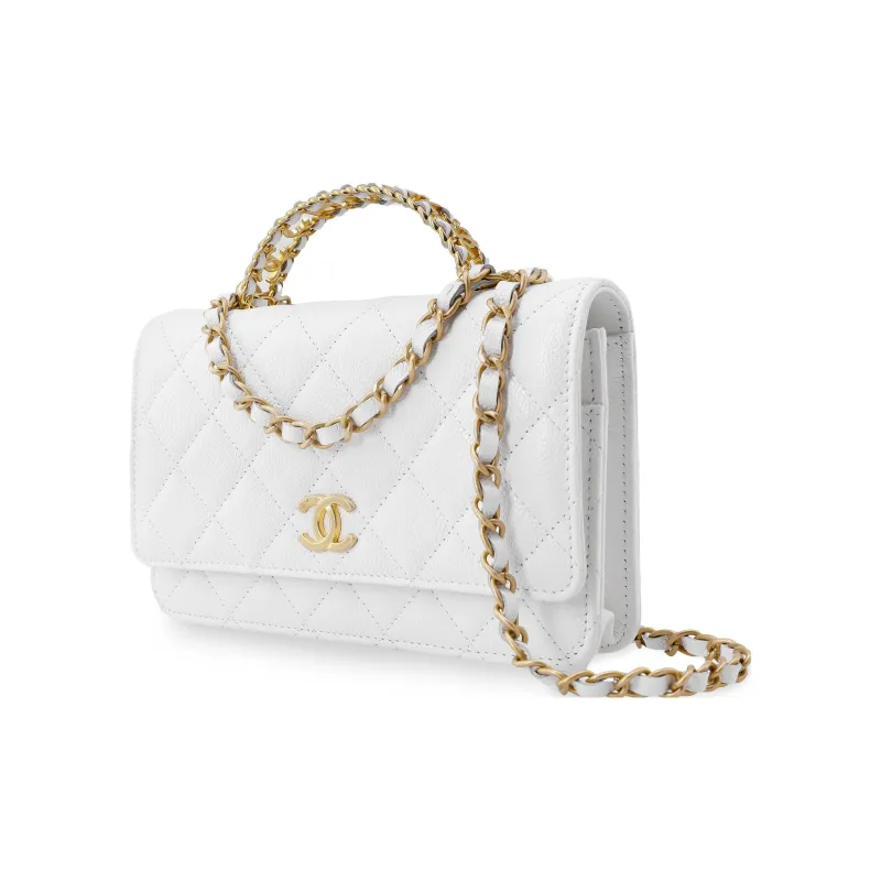 CHANEL 22SS Spring And Summer WOC Grain Embossed Calfskin Coin Purse Women's White-1