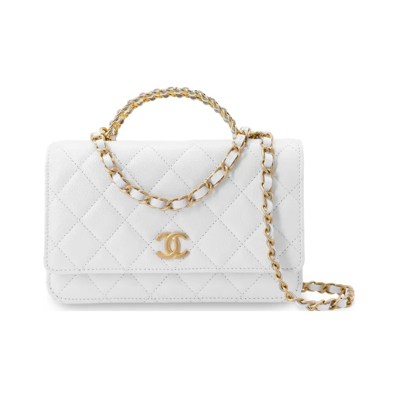 CHANEL 22SS Spring And Summer WOC Grain Embossed Calfskin Coin Purse Women's White-0