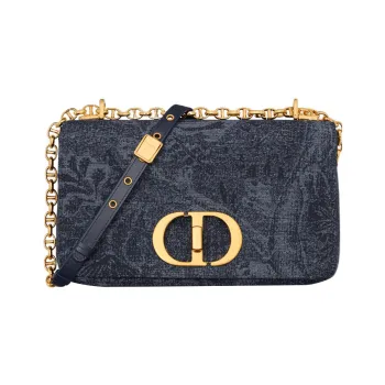 DIOR Caro Albero Della Vita Jacquard Pattern Shoulder Bag, Crossbody Bag Medium Size Women's Denim Blue