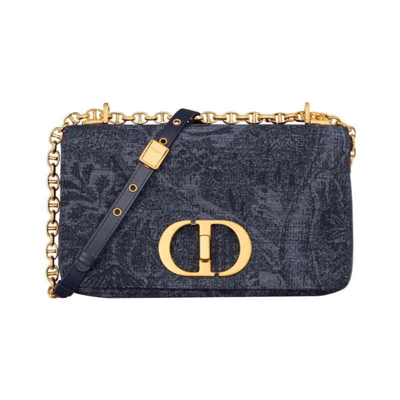 DIOR Caro Albero Della Vita Jacquard Pattern Shoulder Bag, Crossbody Bag Medium Size Women's Denim Blue-0