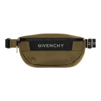 Givenchy Fabric Cow Leather Patchwork One Shoulder Crossbody Fanny Pack Men's Khaki