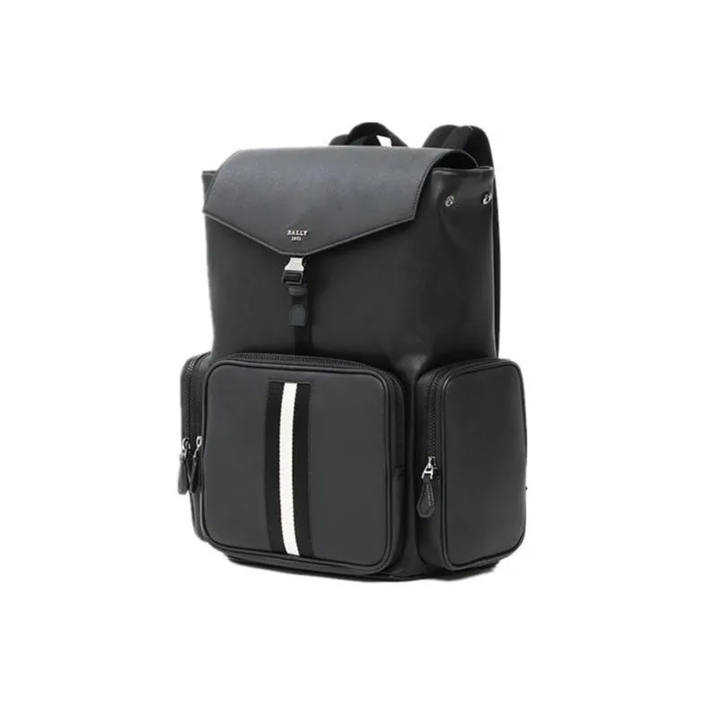 BALLY Recycled Nylon Backpack Large Size Men's Black-1