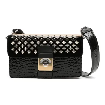 Maison Margiela Leather Messenger Bag, Leather Shoulder Bag, Crossbody Bag Trumpets Women's Black & Khaki