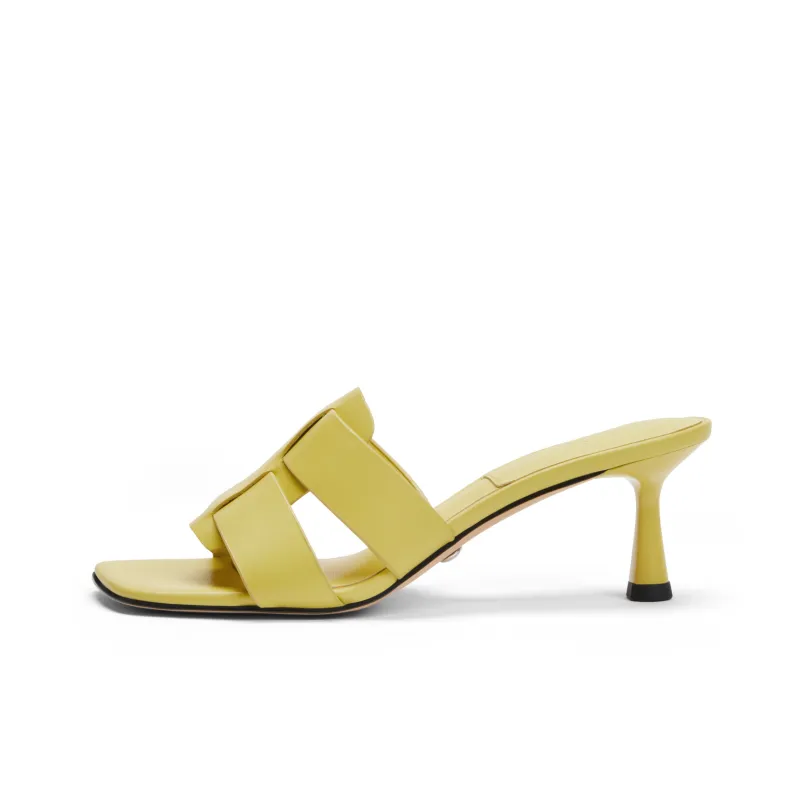 CHARLES&KEITH Composite Sole Slide Slippers Women's Black/Yellow/Dark Brown/Dark Brown-3