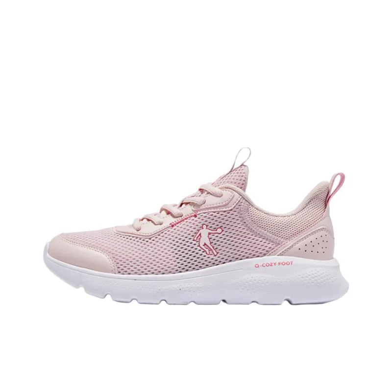 QIAODAN Anti Slip And Wear Resistant Breathable Low Top Running Shoes Women's Pink White-0