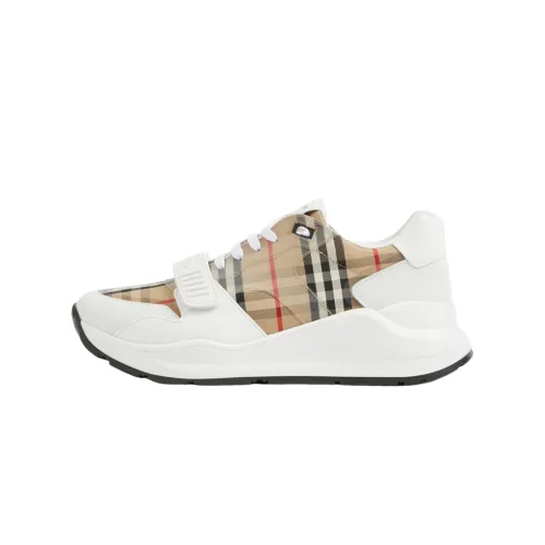 Burberry Check And Leather Sneaker White Clear Check