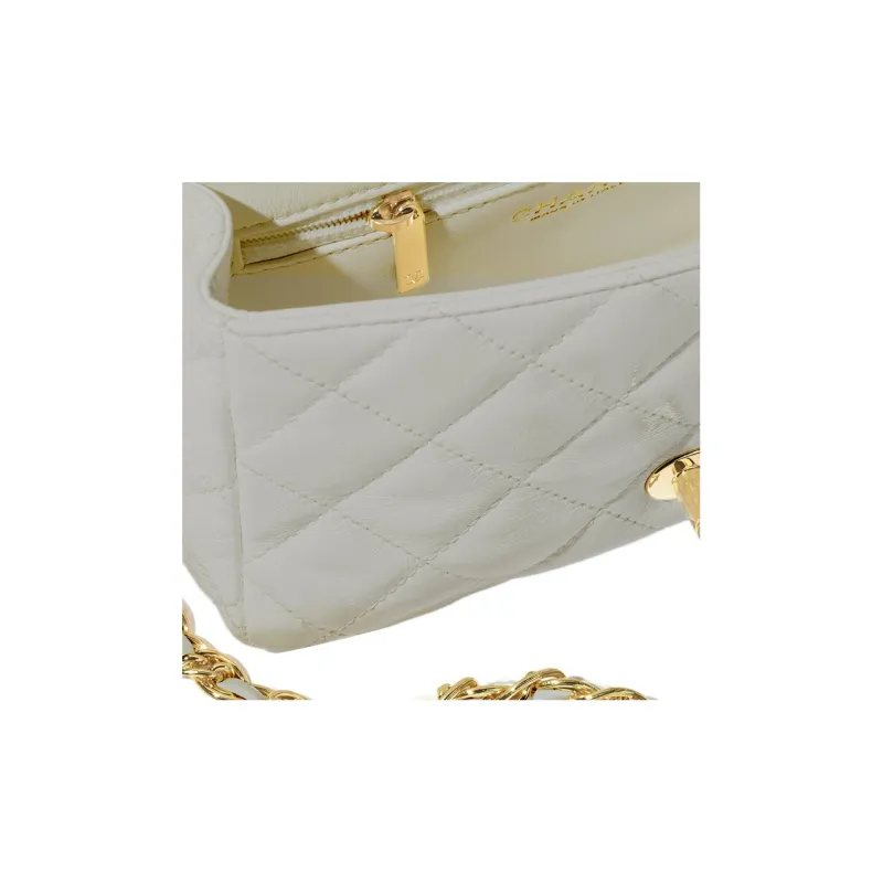 CHANEL Bright Lambskin Flap Bag, One Shoulder Handbag, Crossbody Bag Women's Gray-2