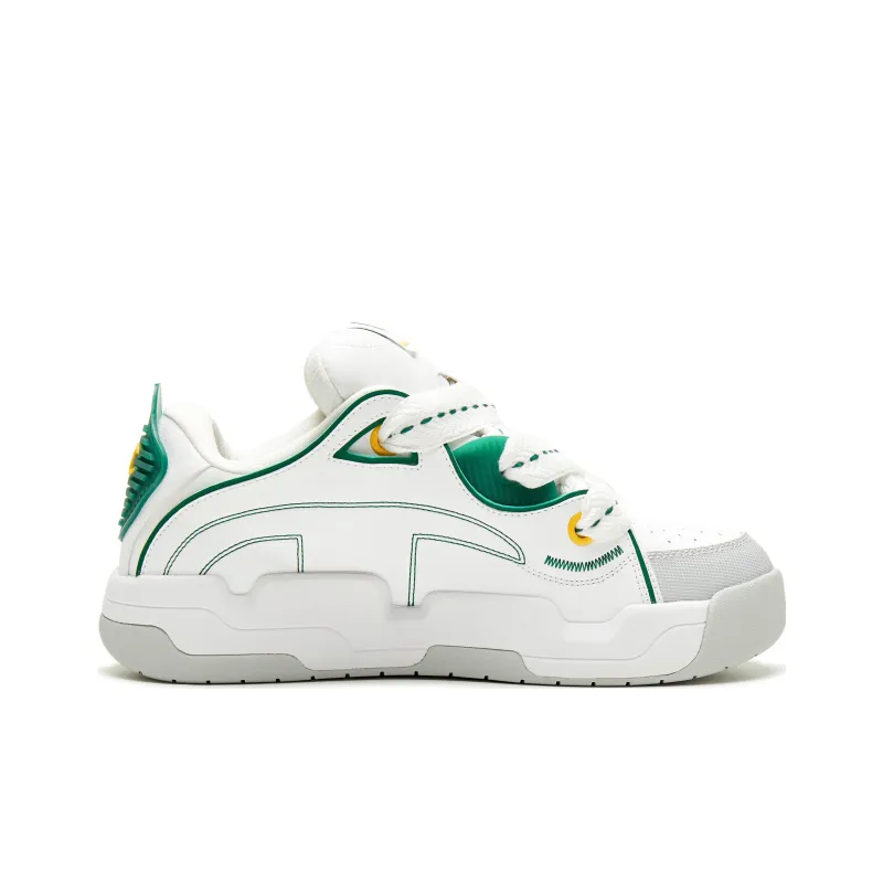 Champion Anti Slip Wear Resistant Low Top Skateboard Shoes Men's White Green-1