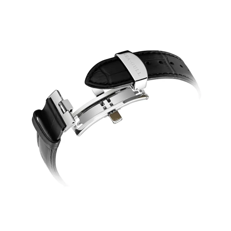 Sea Gull LE BRASSUS Automatic Mechanical Movement Cow Leather Strap Watch Men's Watches White Dial-2