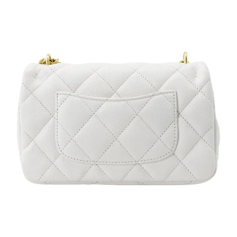 CHANEL Litchi Grain Cow Leather Long Flap Bag, Shoulder Bag, Crossbody Bag Trumpets Women's White-2