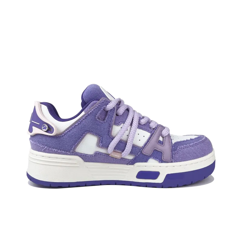 ALLHAVE Anti Slip Wear Resistant Low Top Skateboard Shoes Unisex Purple-1