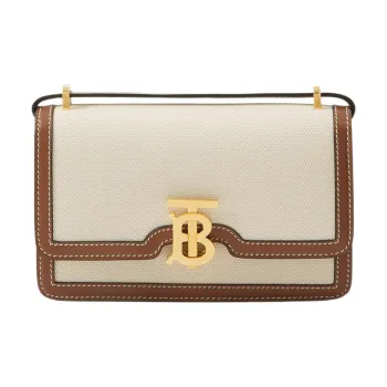 Burberry Canvas With Leather One Shoulder Canvas Bag Crossbody Bags Mini Women's Natural/Malt Brown