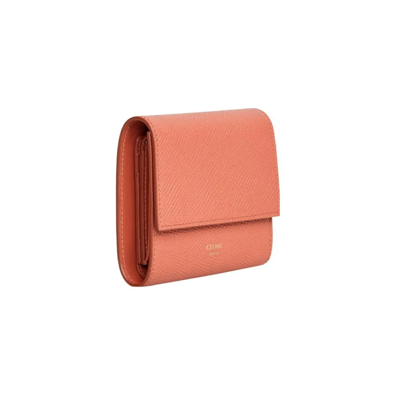 CELINE Calfskin Wallet Small Size Women's Pink-1