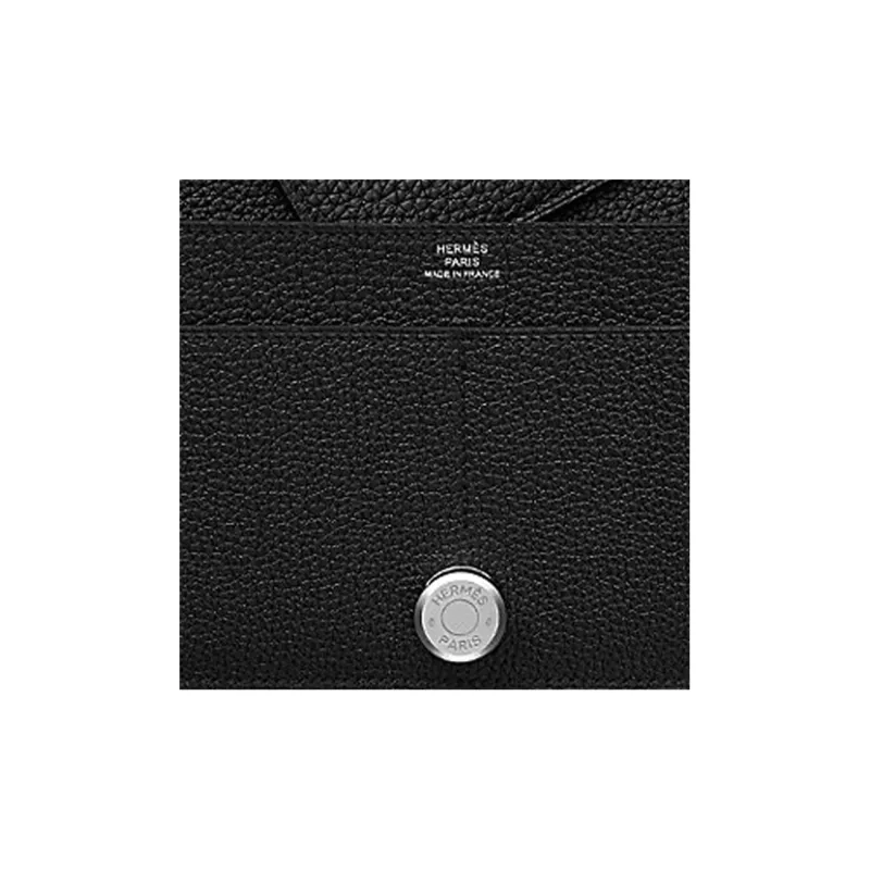 HERMES Dogon Duo Calfskin Wallet Women's Black-5