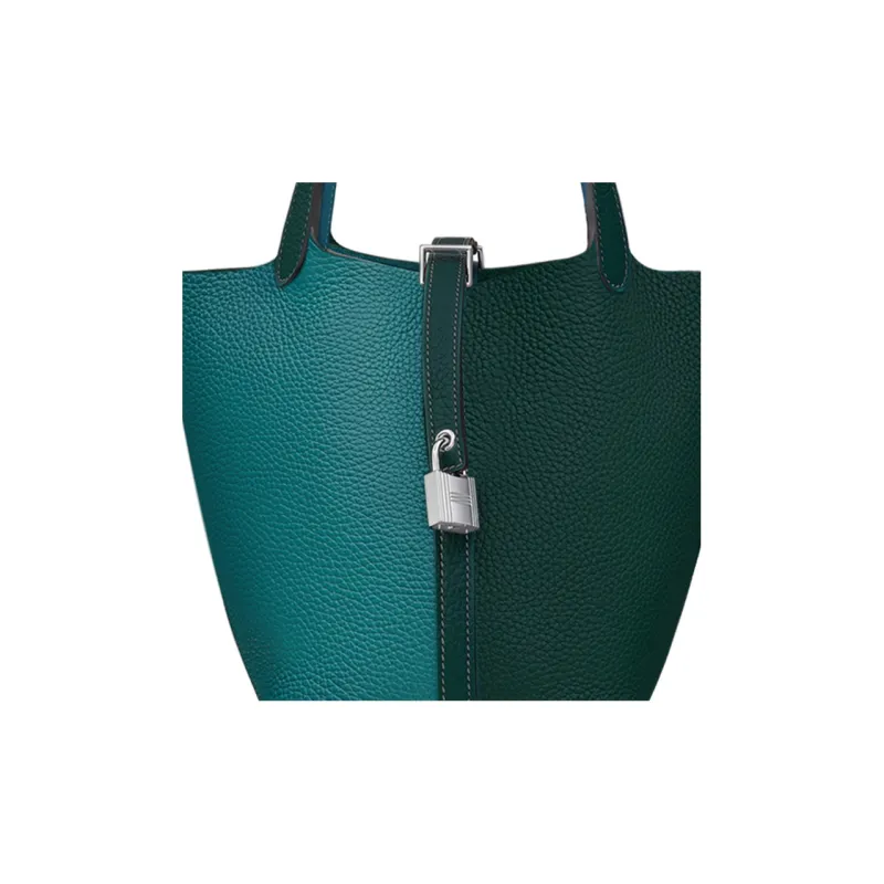 HERMES Picotin Lock Clemence Bullock Leather Basket Bag Handbag Bucket Bag Women's Pine Green Pinewood Green-2