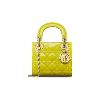 DIOR Lady Dior Patent Leather Cowhide Dior Bag Shoulder Bag Crossbody Bag Handbag Mini Women's Yellow