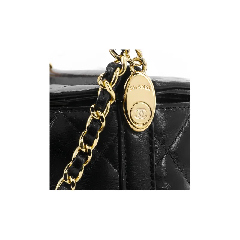 CHANEL 23C Early Spring Lambskin Picnic Bag, Bucket Bag, Shoulder Bag, Crossbody Bag Regular Women's Black-5