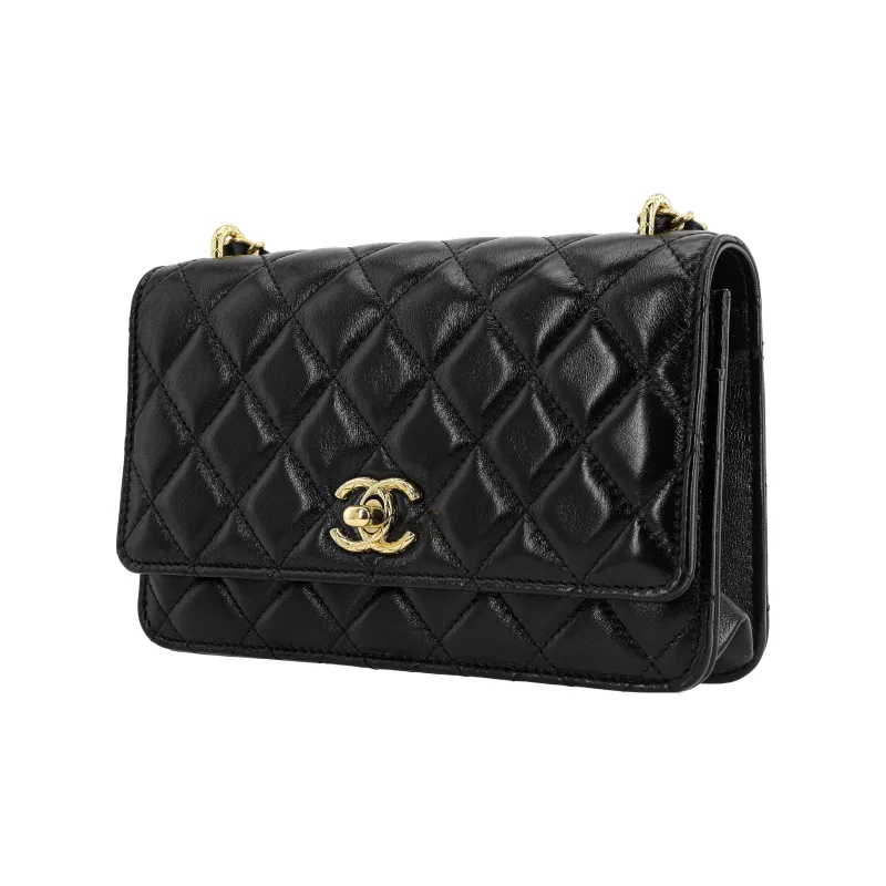 CHANEL 23C Early Spring Leather Flap Bag, Small Square Bag, Shoulder Bag, Crossbody Bag Women's Black-1