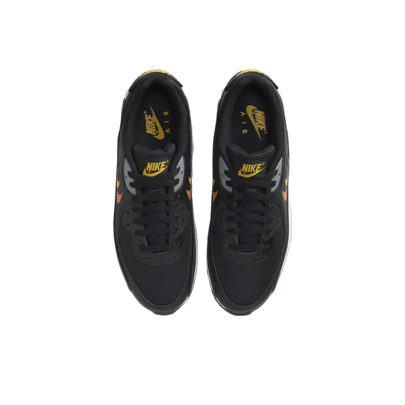 Nike Air Max 90 Spray Paint Swoosh Black University Gold-3