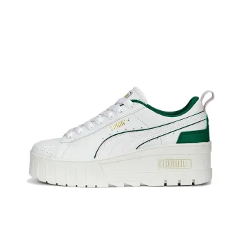 PUMA Maize Wedge Preppy Anti Slip Wear Resistant Low Top Skateboard Shoes Women's White Green